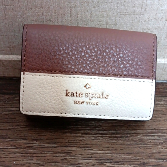 Kate Spade Jackson Color block Micro Trifold Snap Pebbled, Leather Wallet - Picture 1 of 7
